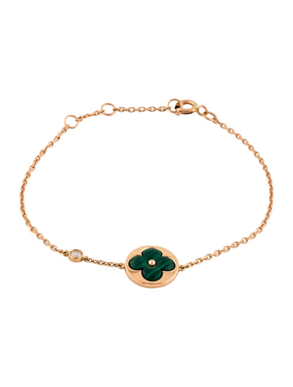 [✨Rose💎]SUN MALACHITE 1 DIAMOND PINK GOLD BRACELET