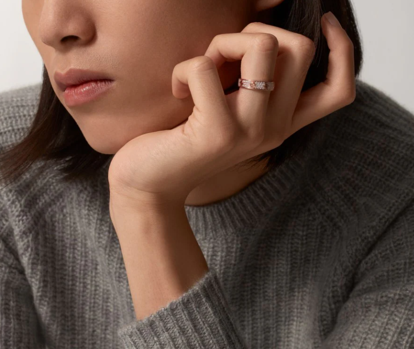[✨Rose💎]LOVE RING 4mm-wide full-diamond ring Rose Gold