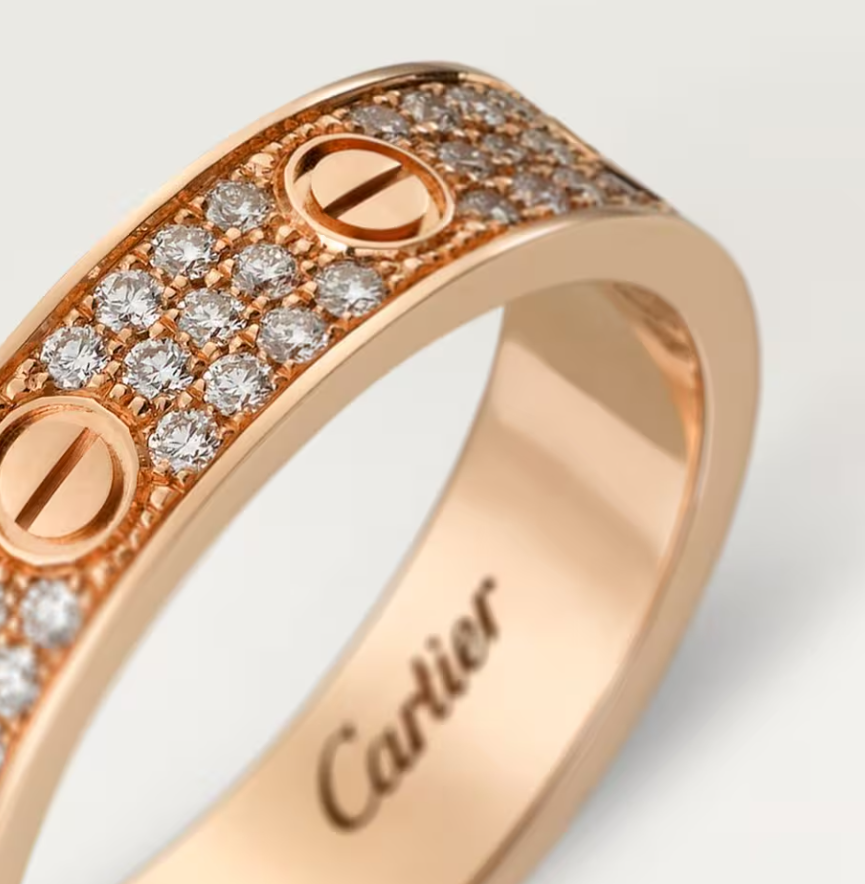 [✨Rose💎]LOVE RING 4mm-wide full-diamond ring Rose Gold