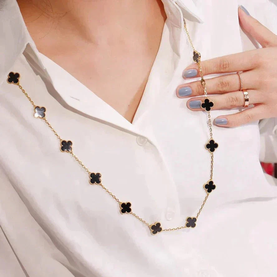 [✨Rose💎]CLOVER 20 MOTIFS ONYX NECKLACE