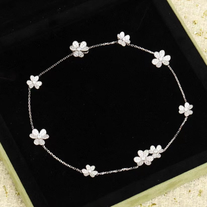 [✨Rose💎]FRIVOLE SILVER 9 FLOWERS NECKLACE