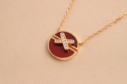 [✨Rose💎]JEUX DE PINK GOLD DIAMOND NECKLACE