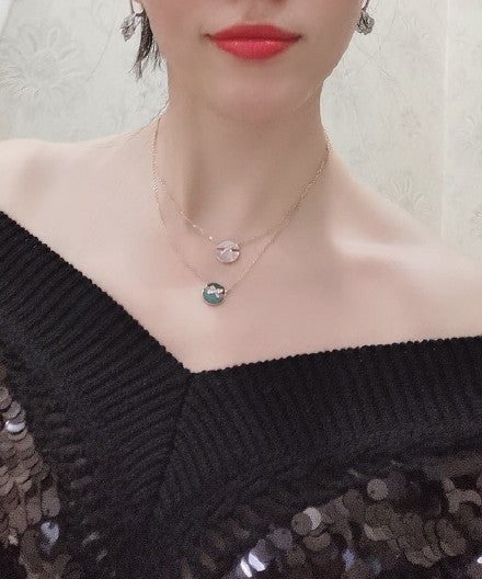[✨Rose💎]JEUX DE PINK GOLD DIAMOND NECKLACE