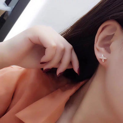 [✨Rose💎]JEUX DE GOLD DIAMOND EARRINGS
