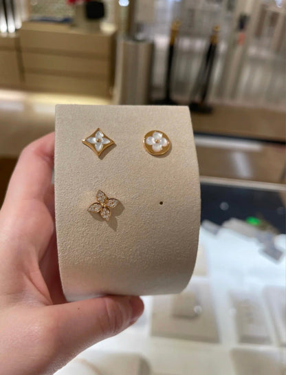 [✨Rose💎]STAR BLOSSOM STUD EARRINGS PINK GOLD DIAMONDS