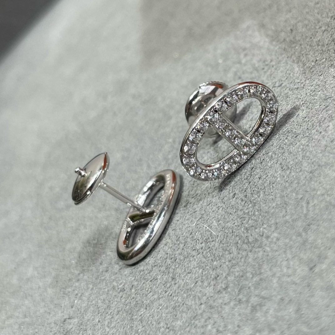 [✨Rose💎]HM FULL DIAMOND PIG NOSE STUD EARRINGS