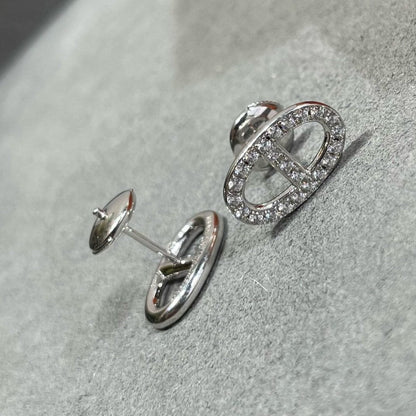 [✨Rose💎]HM FULL DIAMOND PIG NOSE STUD EARRINGS