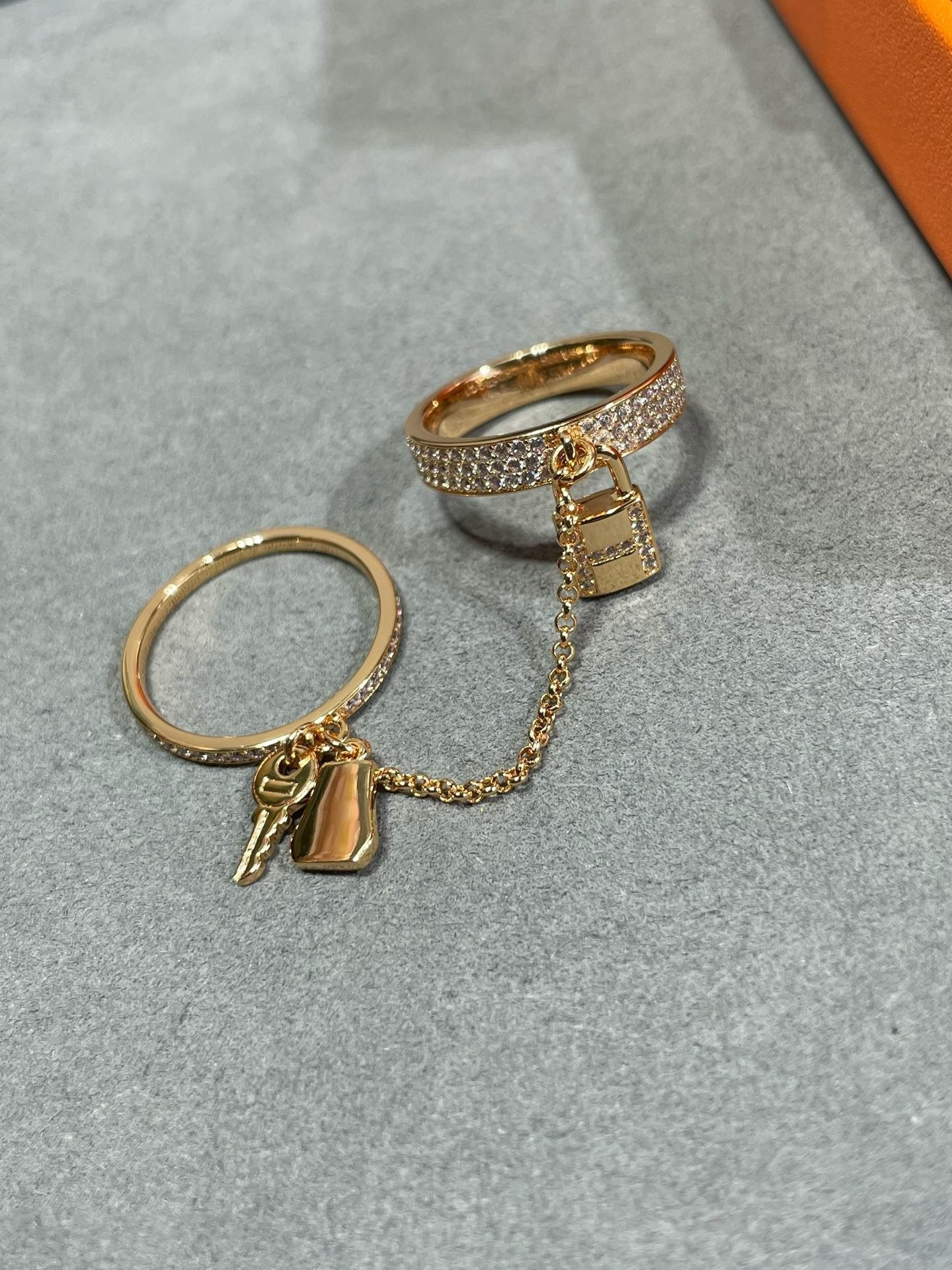 [✨Rose💎]HM KELLY CLOCHETTE DOUBLE RING IN  WITH DIAMONDS