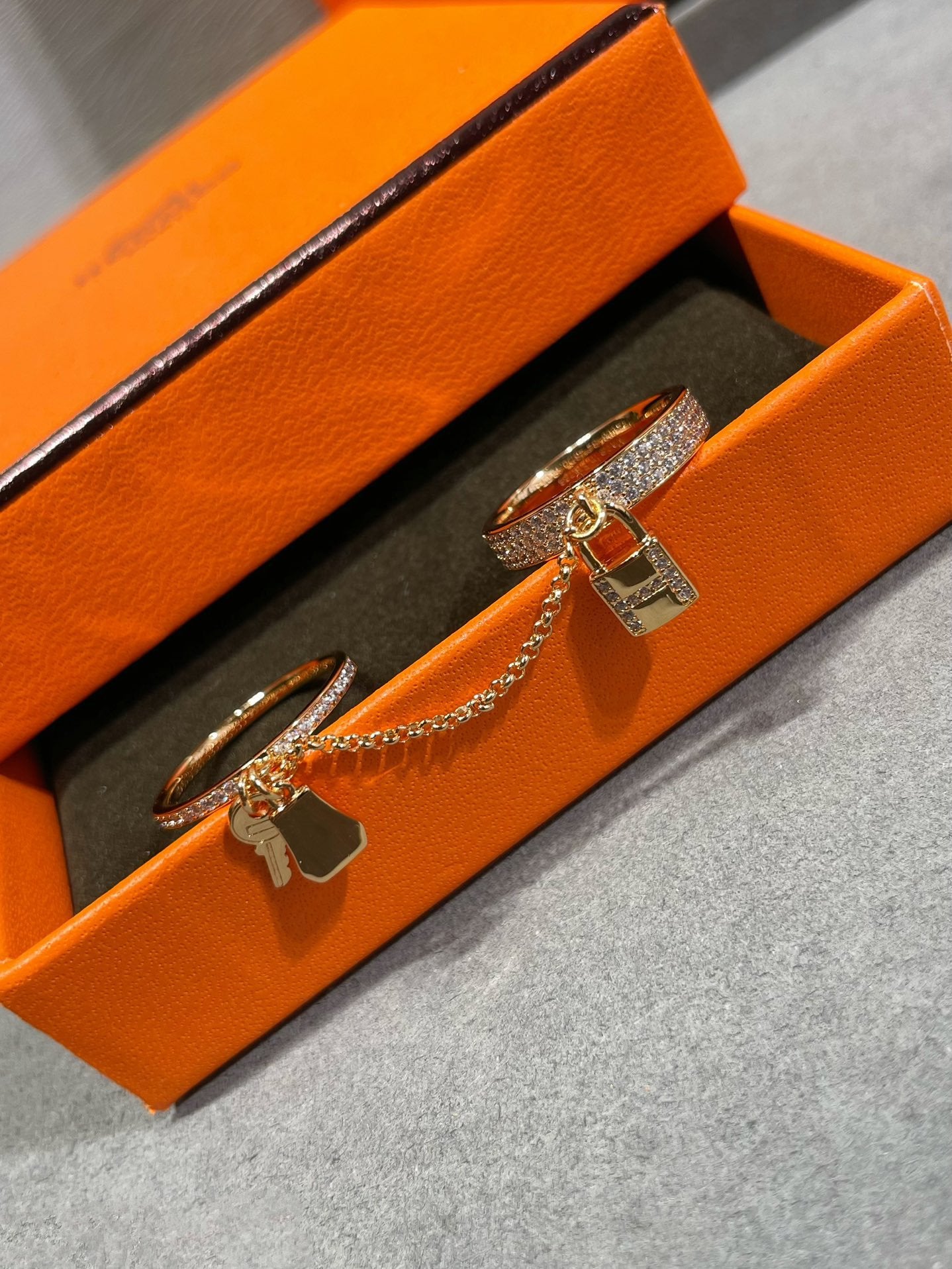 [✨Rose💎]HM KELLY CLOCHETTE DOUBLE RING IN  WITH DIAMONDS