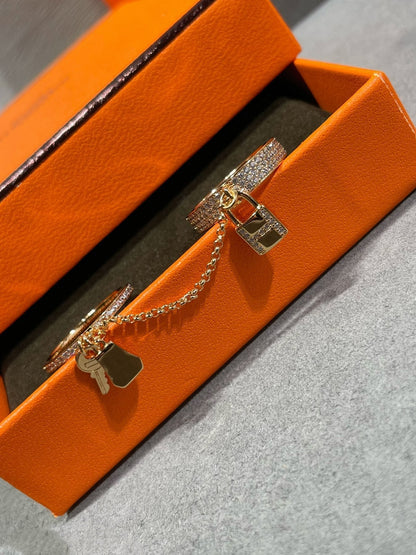 [✨Rose💎]HM KELLY CLOCHETTE DOUBLE RING IN  WITH DIAMONDS