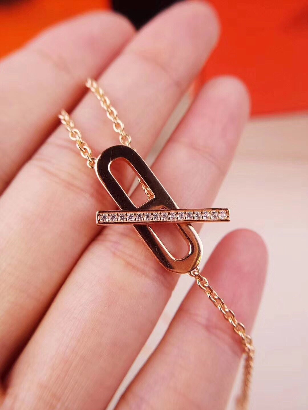 [✨Rose💎]HM NECKLACE PLATINUM ROSE GOLD DIAMOND