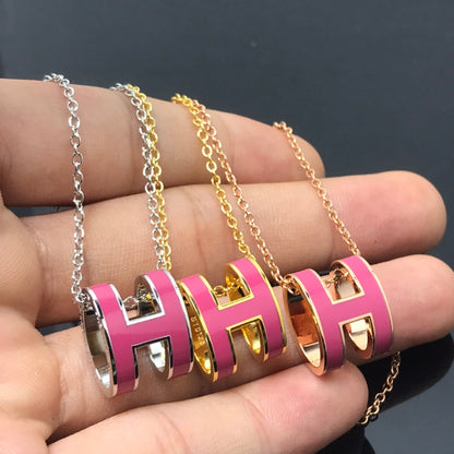 [✨Rose💎]H NECKLACE PINK