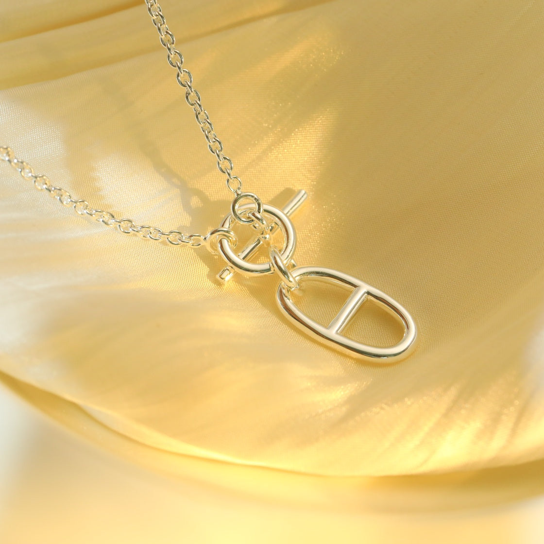 [✨Rose💎]HM CHAINE D'ANCRE PENDANT NECKLACE STERLING SILVER