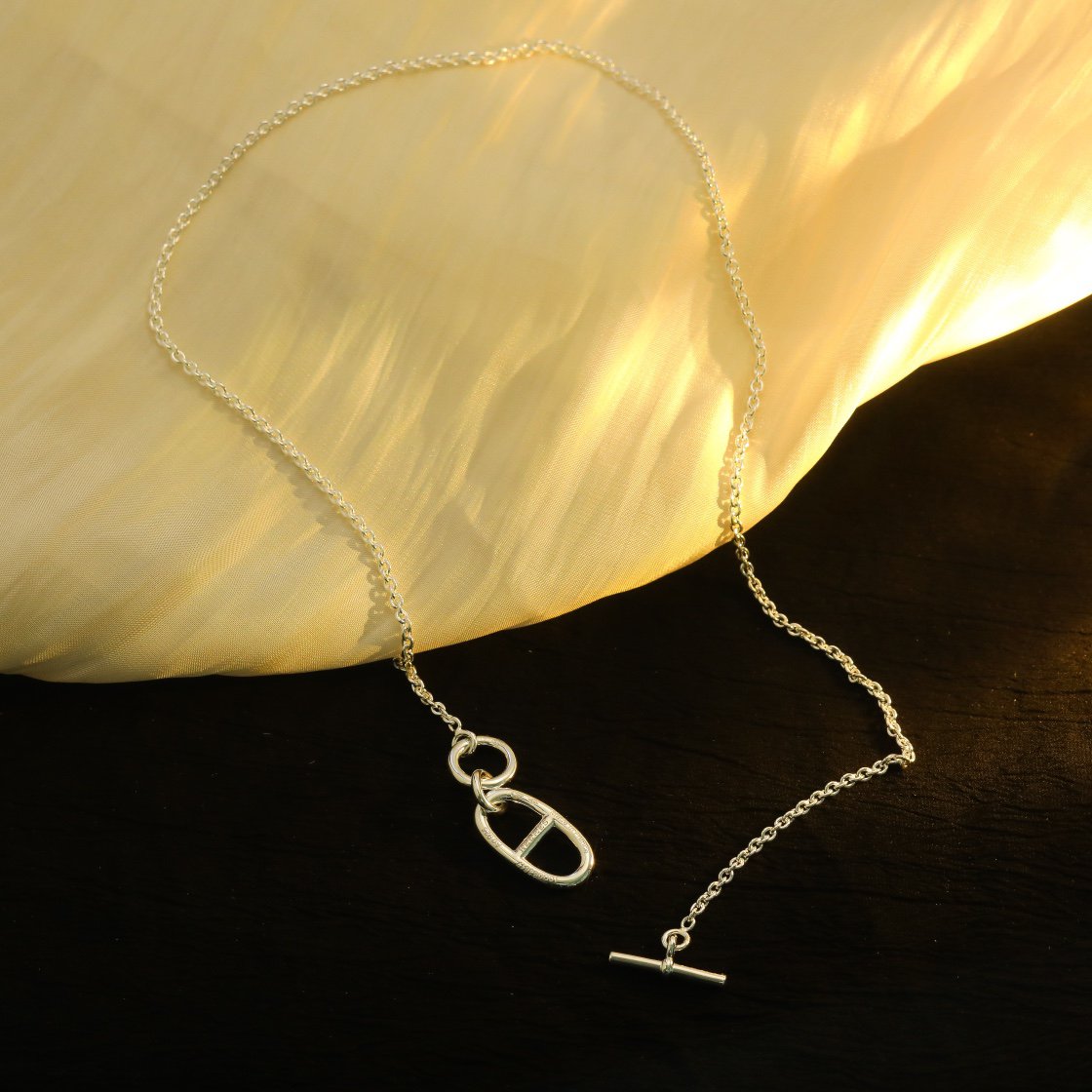 [✨Rose💎]HM CHAINE D'ANCRE PENDANT NECKLACE STERLING SILVER