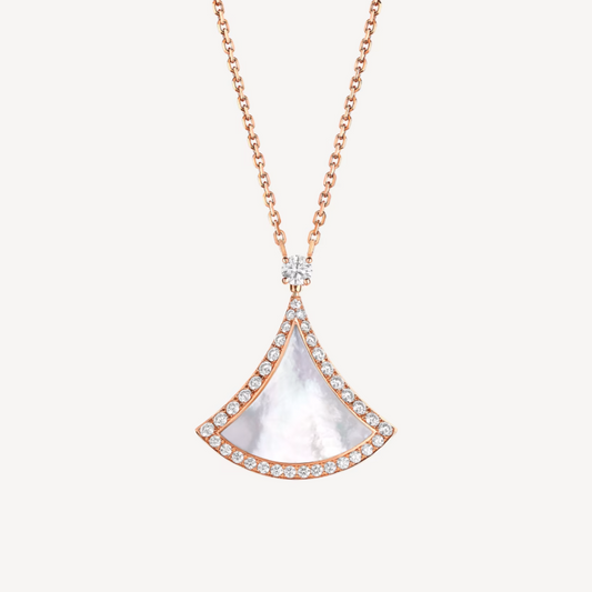 [✨Rose💎]DREAM MOP DIAMOND PAVED PINK GOLD NECKLACE