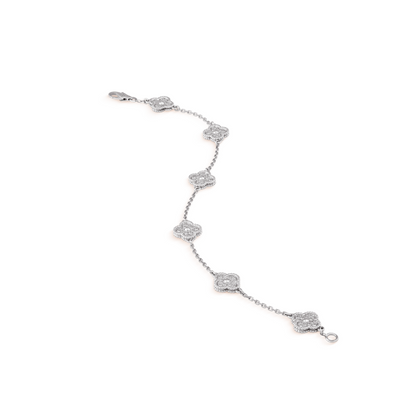 [✨Rose💎]CLOVER 6 MOTIF SILVER DIAMOND BRACELET