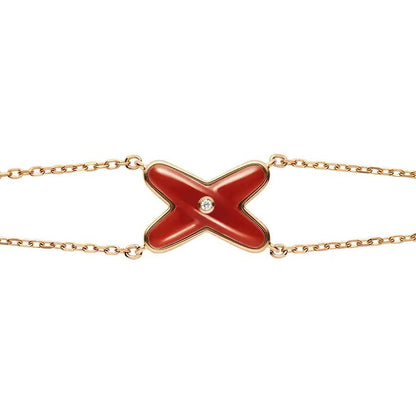 [✨Rose💎]JEUX BRACELET CARNELIAN PINK GOLD 1 DIAMOND