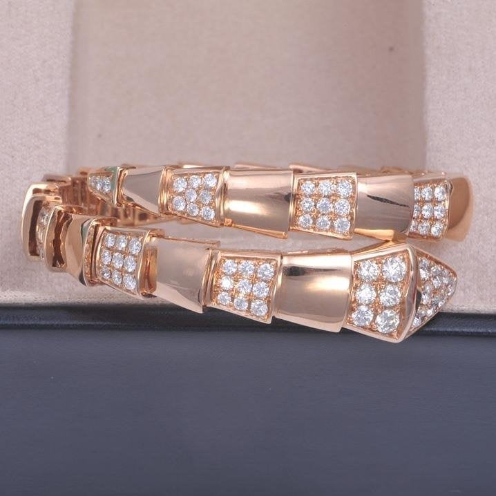 [✨Rose💎]SERPENTI WIDE BRACELET PINK GOLD DIAMOND