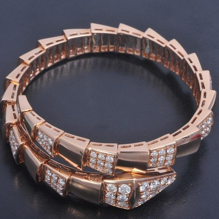 [✨Rose💎]SERPENTI WIDE BRACELET PINK GOLD DIAMOND