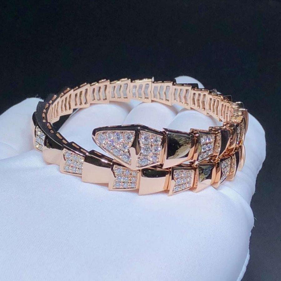 [✨Rose💎]SERPENTI WIDE BRACELET PINK GOLD DIAMOND