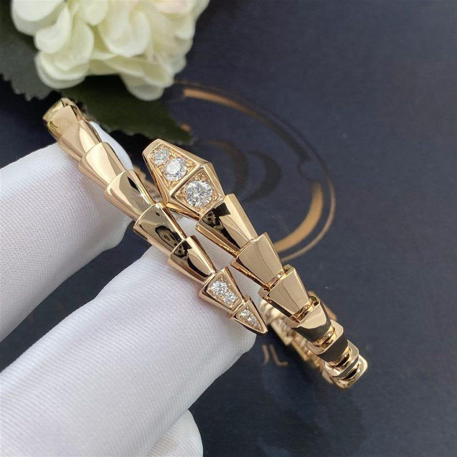 [✨Rose💎]SERPENTI BRACELET DIAMONDS PINK GOLD