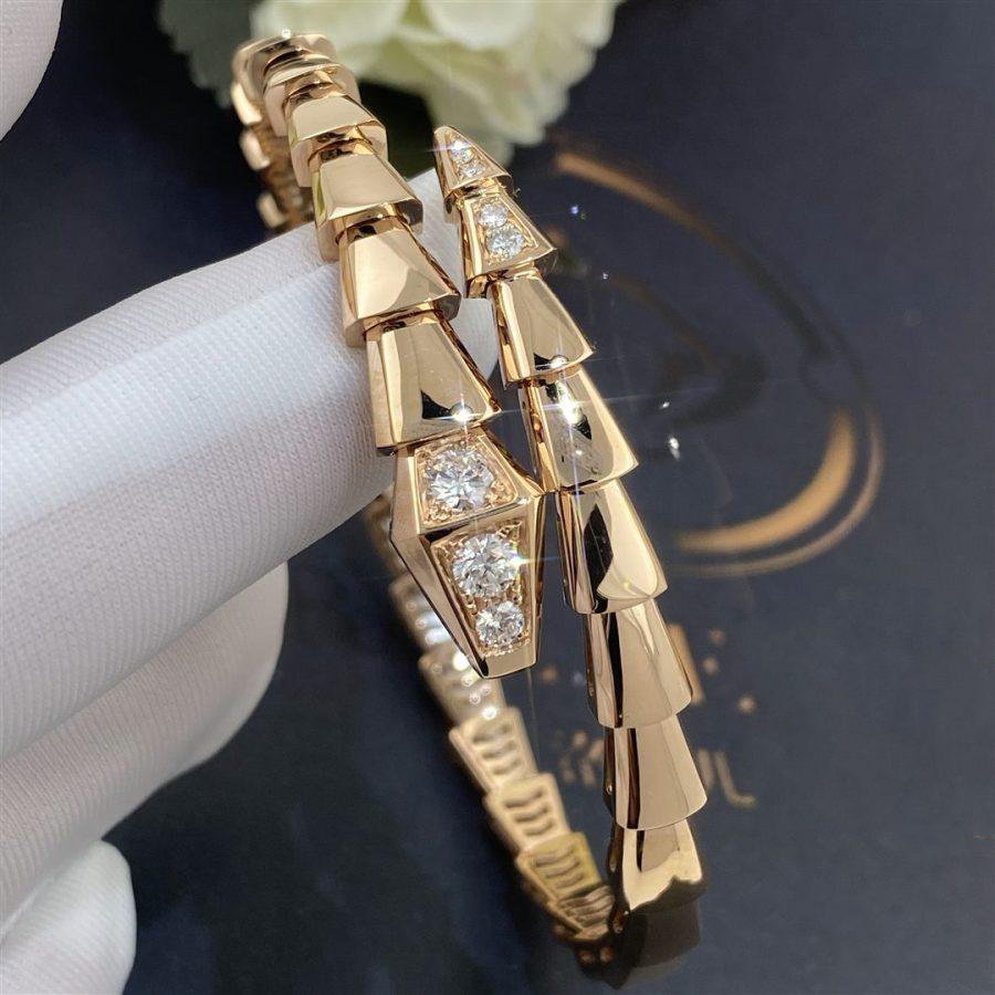 [✨Rose💎]SERPENTI BRACELET DIAMONDS PINK GOLD