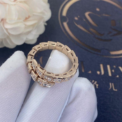 [✨Rose💎]SERPENTI RING PINK GOLD DIAMOND PAVED 4MM