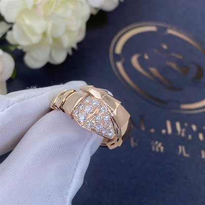 [✨Rose💎]SERPENTI RING PINK GOLD DIAMOND