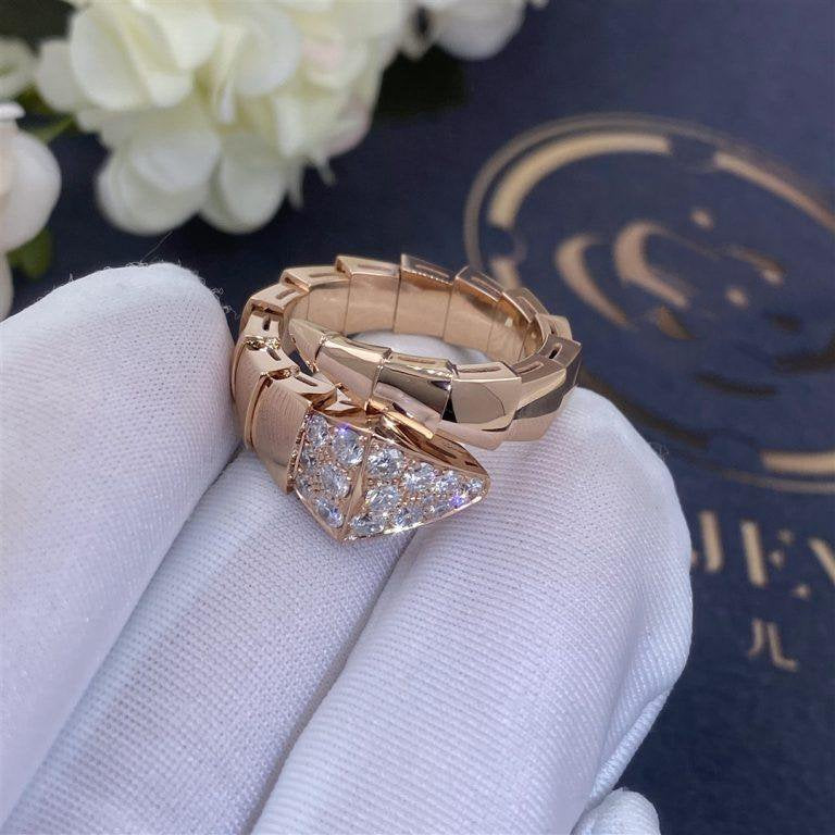 [✨Rose💎]SERPENTI RING PINK GOLD DIAMOND