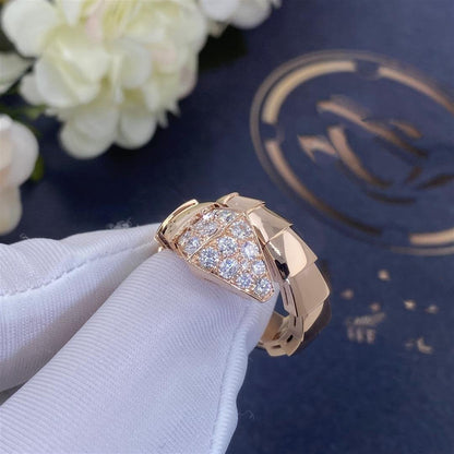 [✨Rose💎]SERPENTI RING PINK GOLD DIAMOND