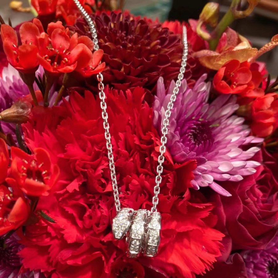 [✨Rose💎]SERPENTI  NECKLACE DOUBLE RING DIAMOND