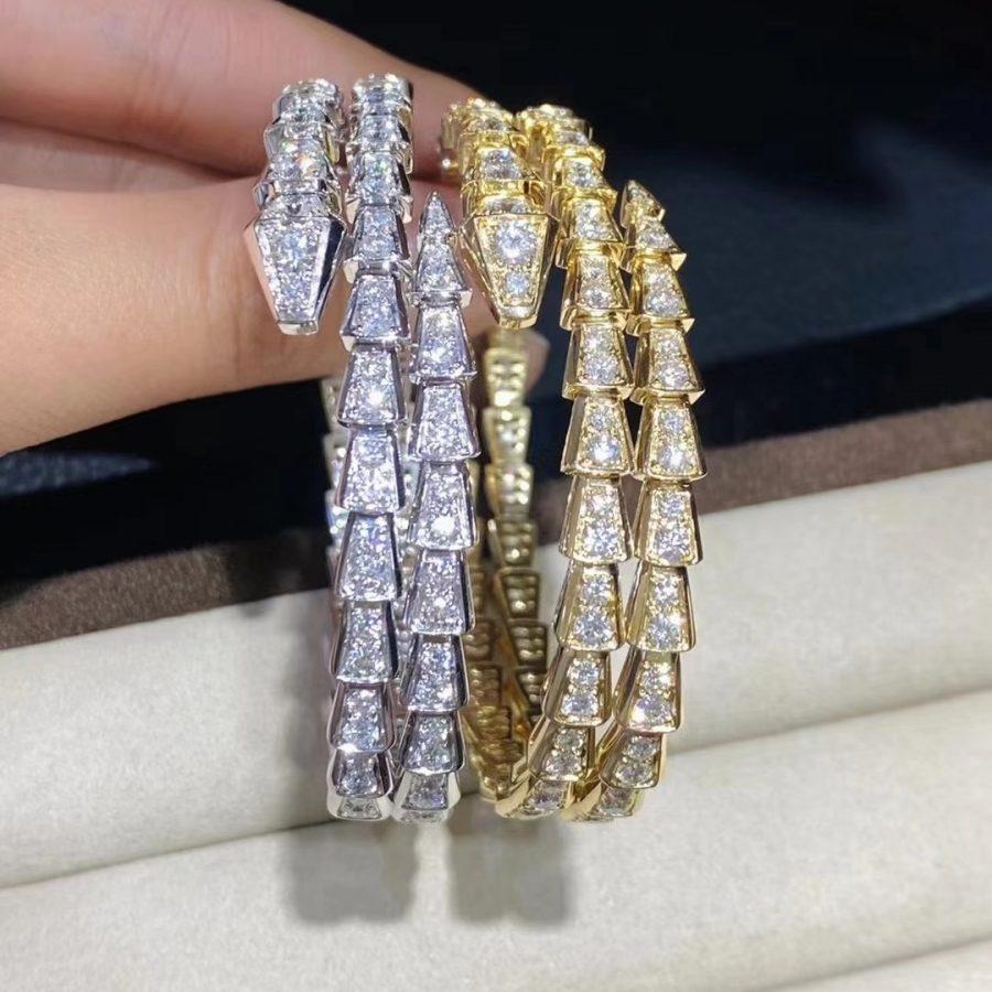 [✨Rose💎]SERPENTI BRACELET GOLD DIAMOND DOUBLE ROW