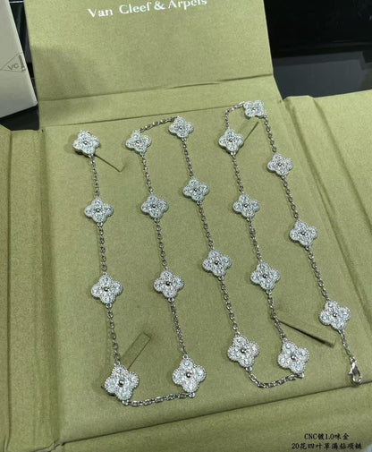 [✨Rose💎]CLOVER 20 MOTIFS FULL-DIAMOND NECKLACE