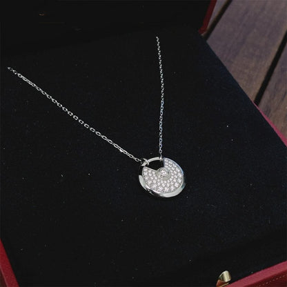 [✨Rose💎]AMULETTE SILVER FULL DIAMOND NECKLACE
