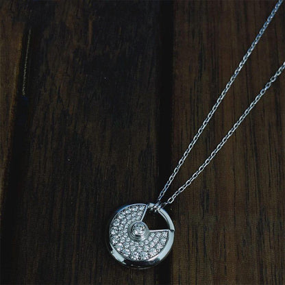 [✨Rose💎]AMULETTE SILVER FULL DIAMOND NECKLACE