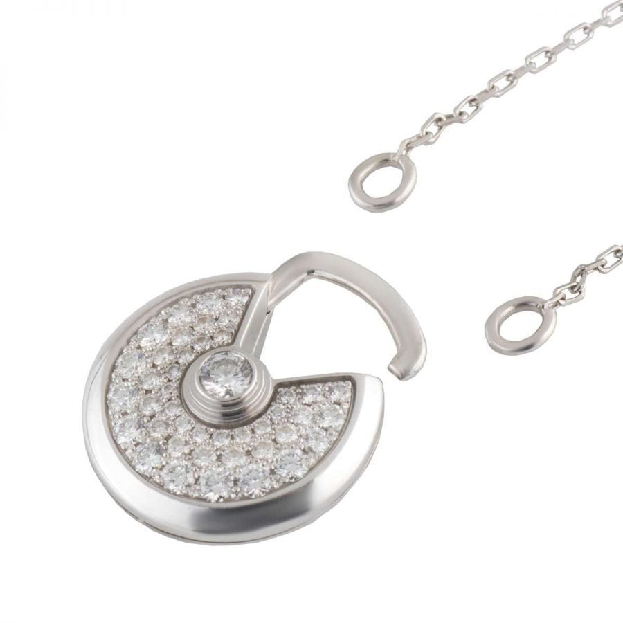 [✨Rose💎]AMULETTE SILVER FULL DIAMOND NECKLACE