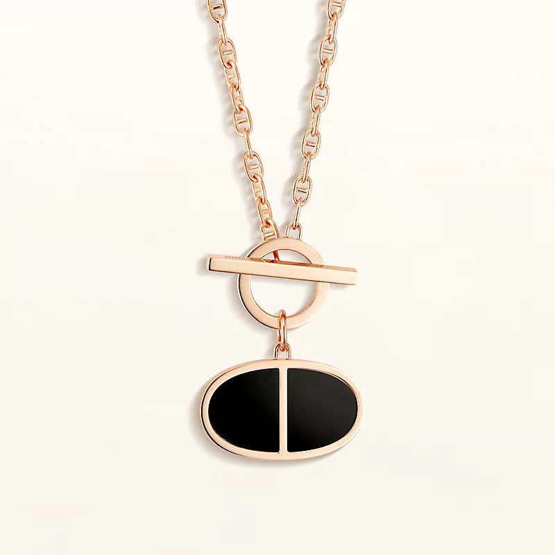 [✨Rose💎]CHAINE VERSO BLACK CERAMIC NECKLACE
