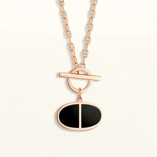 [✨Rose💎]CHAINE VERSO BLACK CERAMIC NECKLACE