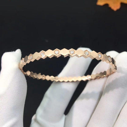 [✨Rose💎]BEE LOVE PINK GOLD DIAMOND BRACELET