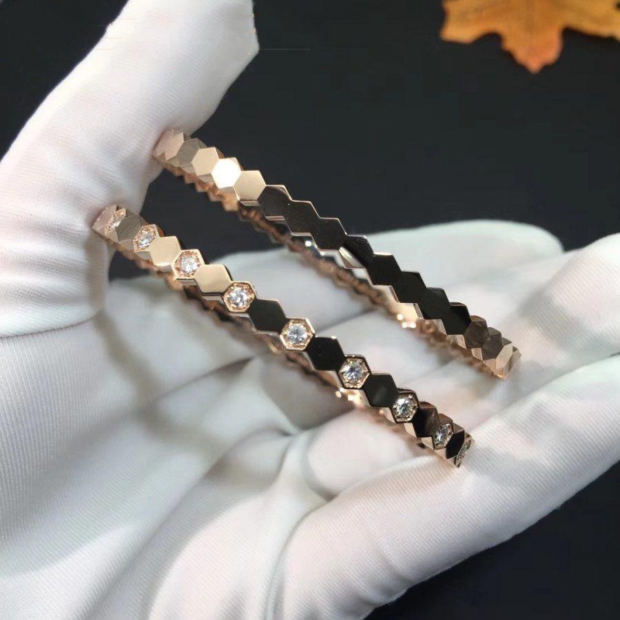[✨Rose💎]BEE LOVE PINK GOLD DIAMOND BRACELET