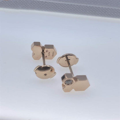 [✨Rose💎]BEE LOVE PINK GOLD DIAMOND EARRINGS