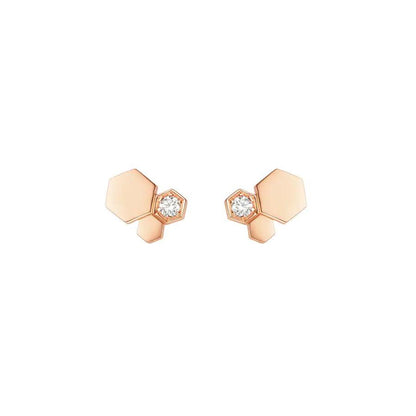 [✨Rose💎]BEE LOVE PINK GOLD DIAMOND EARRINGS