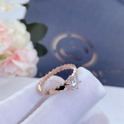 [✨Rose💎]BEE LOVE RING PINK GOLD 1 DIAMOND