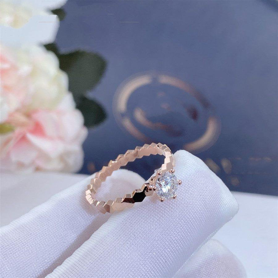 [✨Rose💎]BEE LOVE RING PINK GOLD 1 DIAMOND