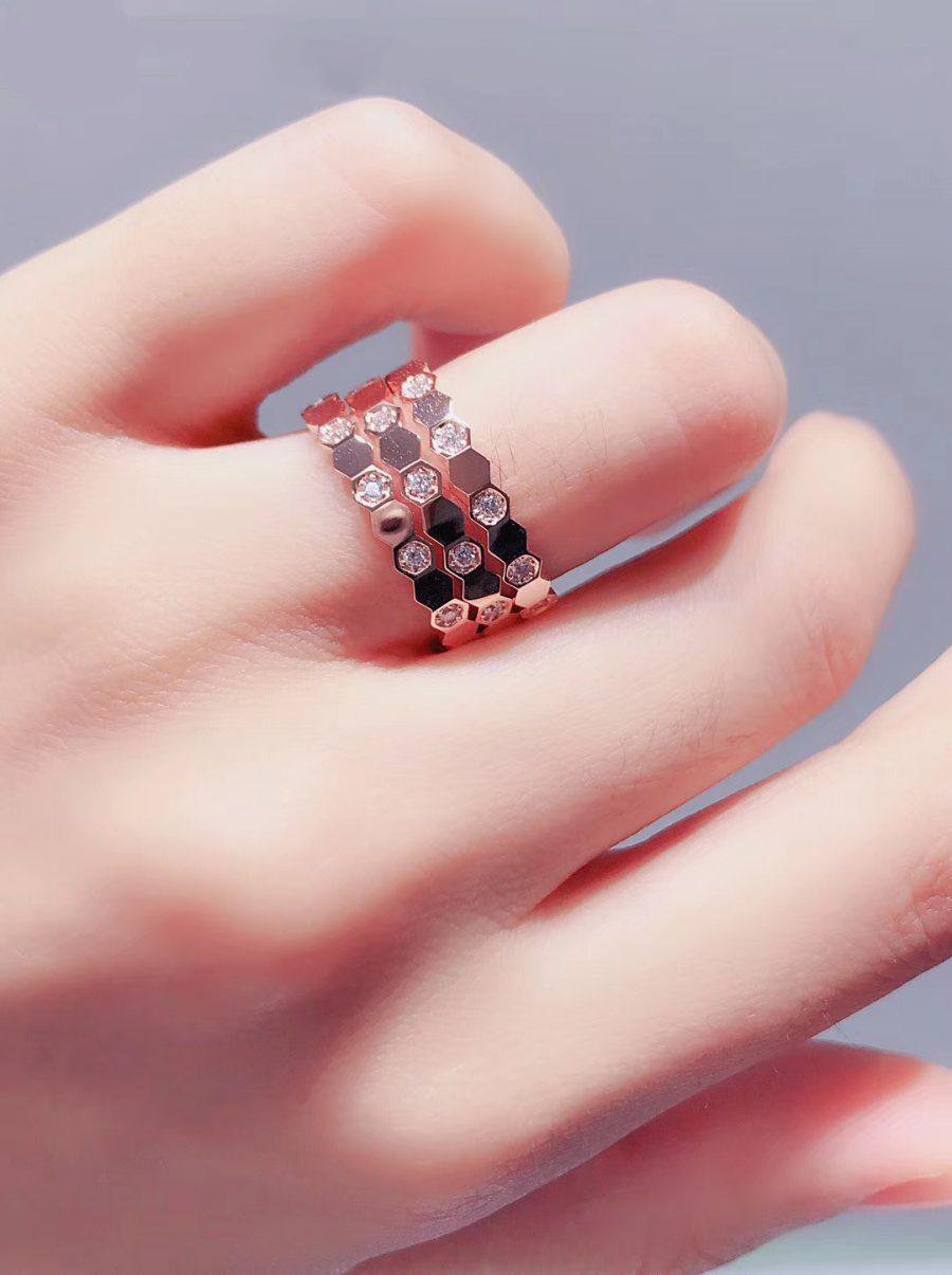 [✨Rose💎]BEE LOVE RING PINK GOLD DIAMOND