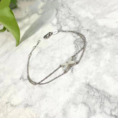 [✨Rose💎]JEUX BRACELET WHITE MOP SILVER 1 DIAMOND