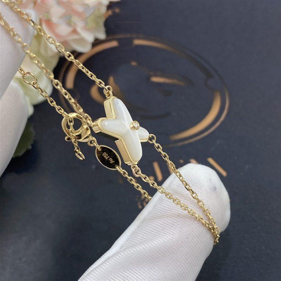 [✨Rose💎]JEUX BRACELET WHITE MOP GOLD 1 DIAMOND