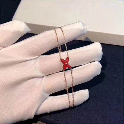[✨Rose💎]JEUX BRACELET CARNELIAN PINK GOLD 1 DIAMOND