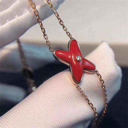 [✨Rose💎]JEUX BRACELET CARNELIAN PINK GOLD 1 DIAMOND