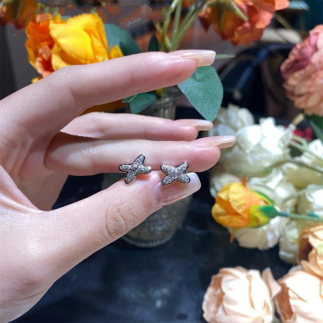 [✨Rose💎]JEUX DE SILVER DIAMOND EARRINGS